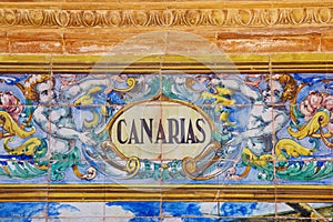 Canarias sign over a mosaic wall photo