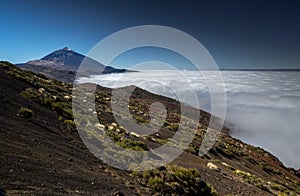 Canary Islands in the Atlantic Ocean, Tenerife, the volcano Teide, the slopes of the volcano Teide and settlements on them