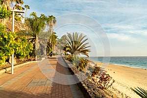 CANARY ISLANDS, Fuerteventura Island. Beach view in Morro Jable