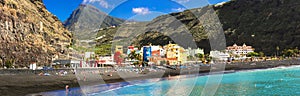 Canary islands - La Palma , Puerto de Tazacorte village with great black beach and turquoise sea photo