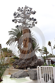 Canary islands, Spain sculpture in the entrance gardens to Lake Martianez in the city of Puerto de la Cruz