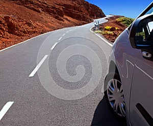 Canary Islands winding road curves and car
