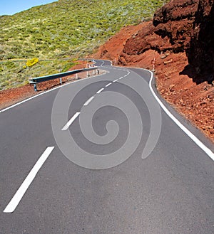 Canary Islands winding road curves in mountain