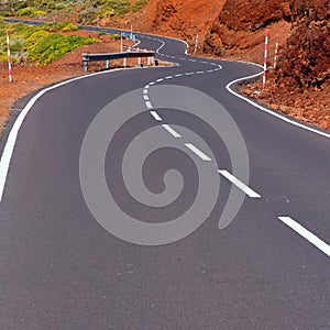 Canary Islands winding road curves in mountain