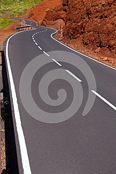 Canary Islands winding road curves in mountain
