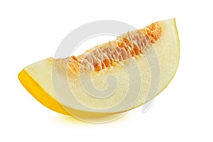 Canary melon slice isolated on white background