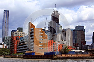Canary Wharf District of London, with luxury flats and apartments