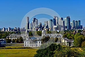 Canary Wharf in London cityscape