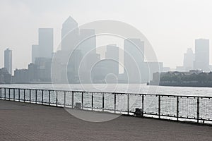 Canary Wharf in London with copyspace