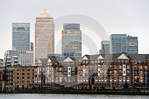 Canary Wharf, London, at dusk photo