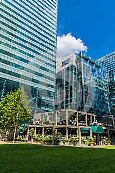 A typical view in canary wharf in London