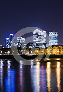 Canary Wharf by night photo