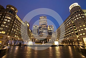 Canary Wharf at night