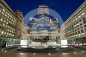 Canary Wharf skyline from Cabot Square, London