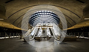 The Canary Wharf tube station , London