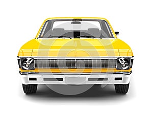 Canary yellow restored vintage muscle car - front view