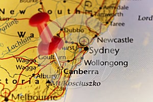 Canberra capitol of Australia map