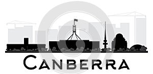 Canberra City skyline black and white silhouette. photo