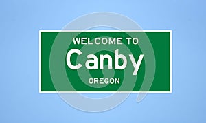 Canby, Oregon city limit sign. Town sign from the USA.