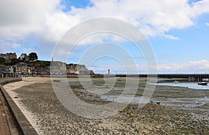 Cancale village at low tide in Normandy in France