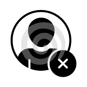 Cancel account glyph flat vector icon