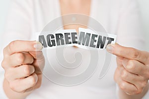 Cancel an agreement or dismiss a contract concept photo