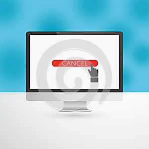 Cancel button with hand cursor