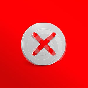 Cancel button or prohibition sign in 3D style