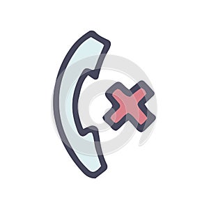 cancel call color vector doodle simple icon