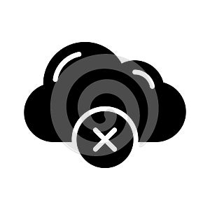 Cancel cloud glyph flat vector icon