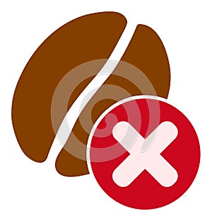 Cancel Coffee Bean Raster Icon Flat Illustration