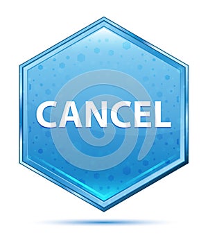 Cancel crystal blue hexagon button