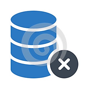 Cancel database glyph color flat vector icon
