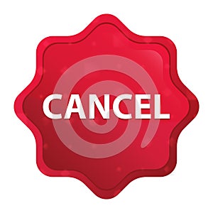 Cancel misty rose red starburst sticker button