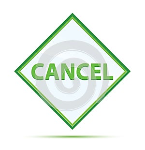 Cancel modern abstract green diamond button