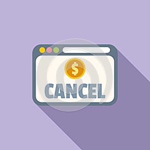 Cancel payment icon flat vector. Card error
