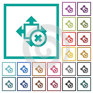 Cancel size flat color icons with quadrant frames
