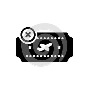 Black solid icon for Cancelled, rejected and flight