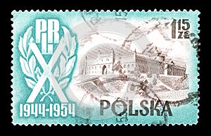 Cancelled postage stamp printed by Poland