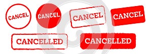 cancelled stamp label sticker circle and square sign annulment rejected ban symbol