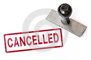 Cancelled text sign label stamp.