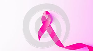 Cancer awareness. Health care symbol pink ribbon on white background. Breast woman support concept. World cancer day.