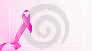 Cancer awareness. Health care symbol pink ribbon on white background. Breast woman support concept. World cancer day.