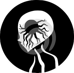 Cancer - black and white isolated icon - vector illustration photo