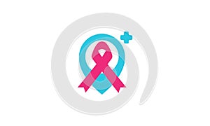 Cancer care with location logo symbol vector icon illustration graphic design