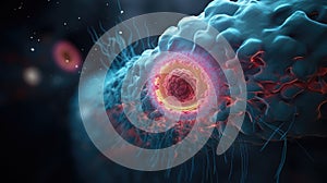 Cancer cell metastasis disease anatomy concept as growing malignant tumor on organ inside human body. 3D illustration