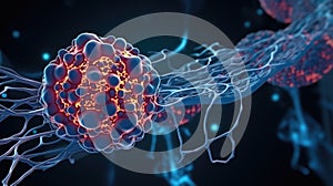 Cancer cell metastasis disease anatomy concept as growing malignant tumor on organ inside human body. 3D illustration