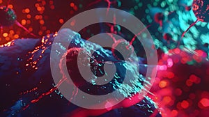 Cancer cell microscopy, illusstration of cancer cells.