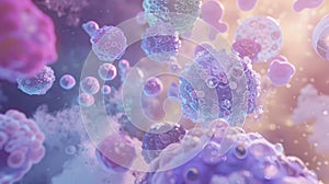 Cancer cell microscopy, illusstration of cancer cells undergoin.