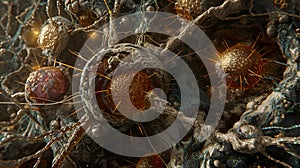 Cancer cell microscopy, illusstration of cancer cells undergoin.